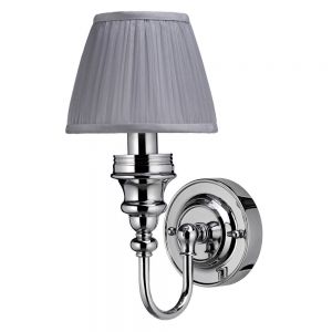Burlington Chrome LED Ornate Bathroom Wall Light and Silver Chiffon Shade