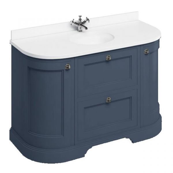 Burlington 1340 Blue Freestanding Curved Vanity Unit and Minerva Basin