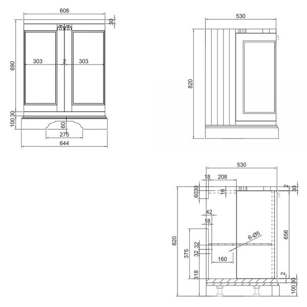 Burlington 650 Matt White Freestanding 2 Door Curved Vanity Unit and Minerva Basin #2
