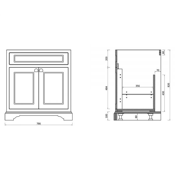 Burlington 750 Matt Grey Freestanding 2 Door Vanity Unit and Minerva Basin #2