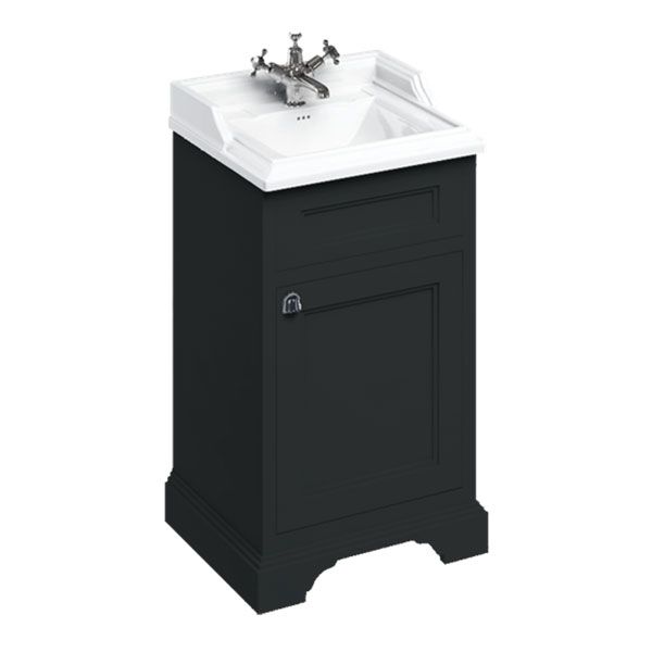 Burlington Classic 510 Matt Black Freestanding Cloakroom Square Vanity Unit and Basin