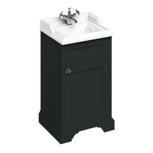 Burlington Classic 510 Matt Black Freestanding Cloakroom Square Vanity Unit and Basin