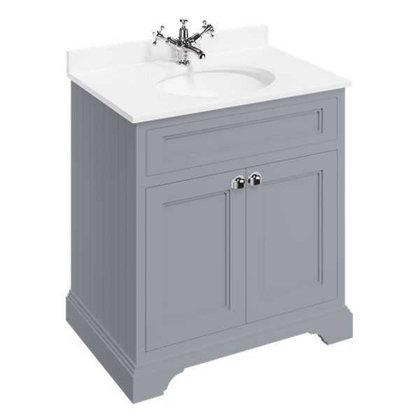 Burlington 750 Matt Grey Freestanding 2 Door Vanity Unit and Minerva Basin
