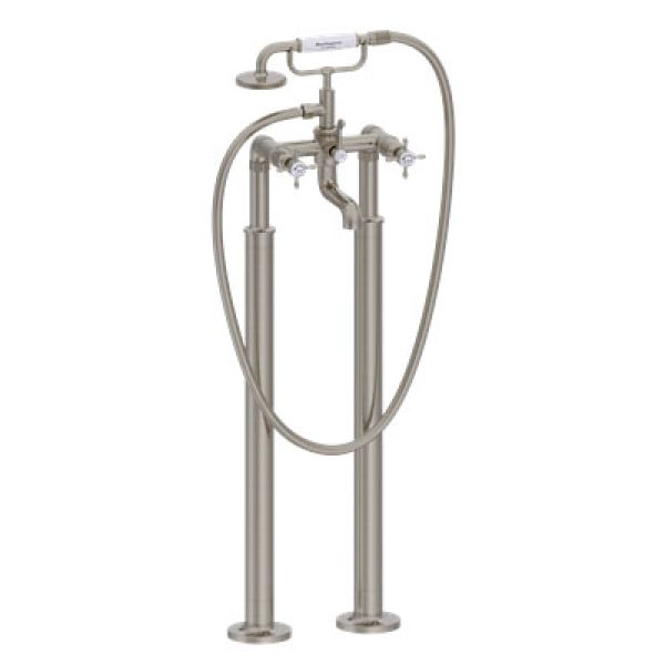 Burlington Guild Brushed Nickel Floor Standing Bath Shower Mixer Tap