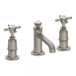 Burlington Guild Brushed Nickel Deck Mounted 3 Hole Basin Mixer Tap