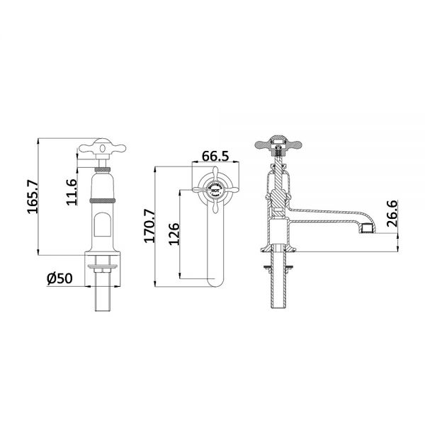 Burlington Guild Brushed Nickel Long Nose Basin Pillar Taps #2