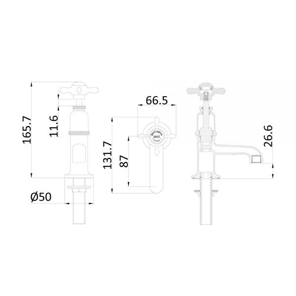 Burlington Guild Brushed Nickel Basin Pillar Taps #2