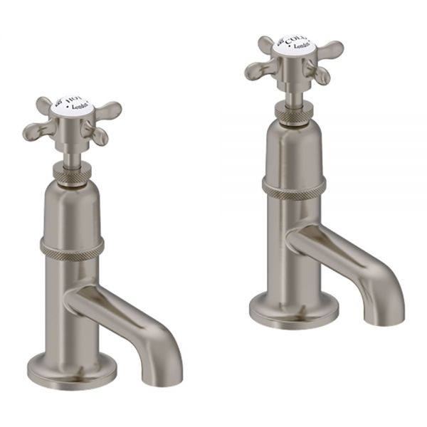 Burlington Guild Brushed Nickel Basin Pillar Taps