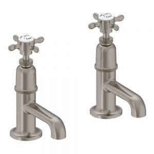 Burlington Guild Brushed Nickel Basin Pillar Taps