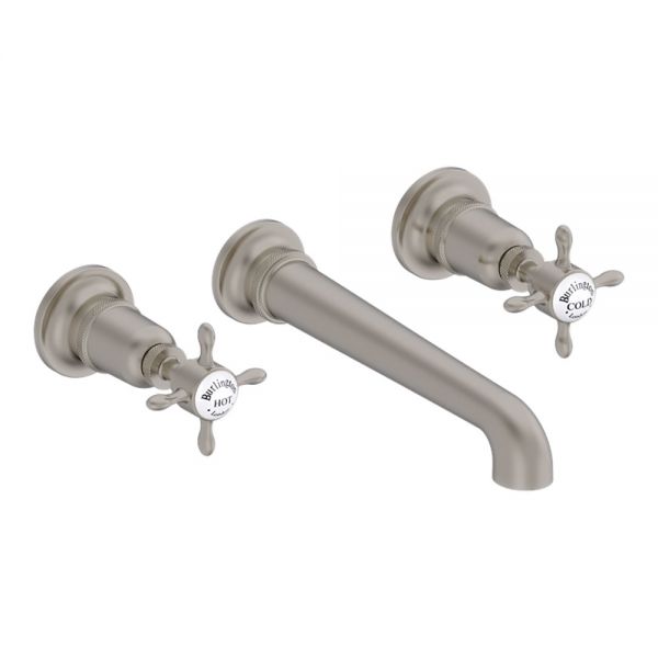 Burlington Guild Brushed Nickel 3 Hole Wall Mounted Bath Filler Tap