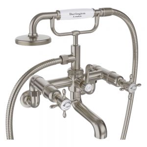 Burlington Guild Brushed Nickel Wall Mounted Bath Shower Mixer Tap