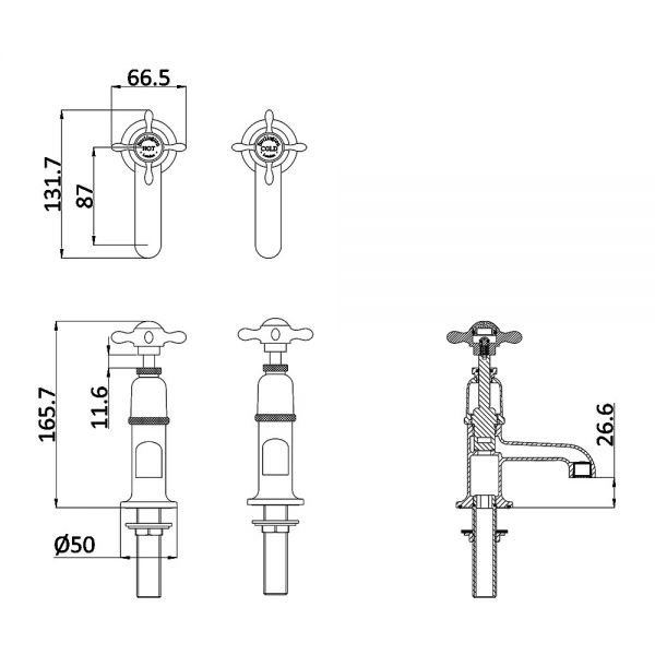 Burlington Guild Chrome Basin Pillar Taps #2