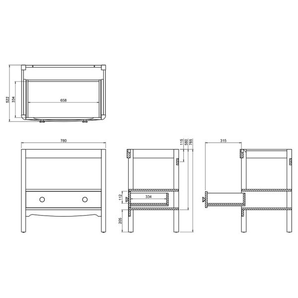Burlington Guild 850 Dark Oak Freestanding Vanity Unit and Basin #2