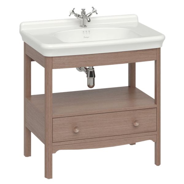 Burlington Guild 850 Dark Oak Freestanding Vanity Unit and Basin