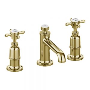 Burlington Guild Gold Deck Mounted 3 Hole Basin Mixer Tap