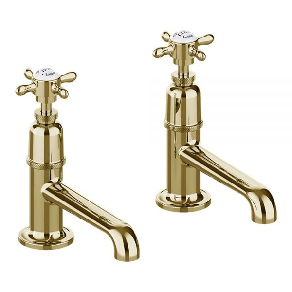 Burlington Guild Gold Long Nose Basin Pillar Taps