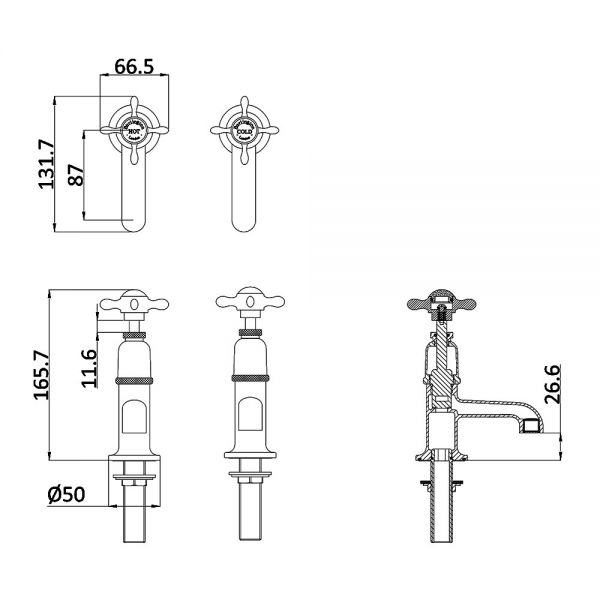 Burlington Guild Gold Basin Pillar Taps #2
