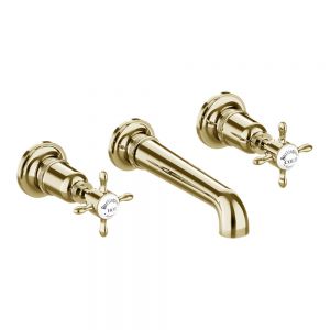 Burlington Guild Gold 3 Hole Wall Mounted Bath Filler Tap