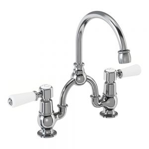 Burlington Kensington Chrome Bridge Basin Mixer Tap with Curved Spout