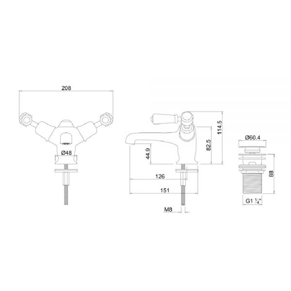 Burlington Kensington Chrome Mono Basin Mixer Tap with Sprung Plug Waste #2