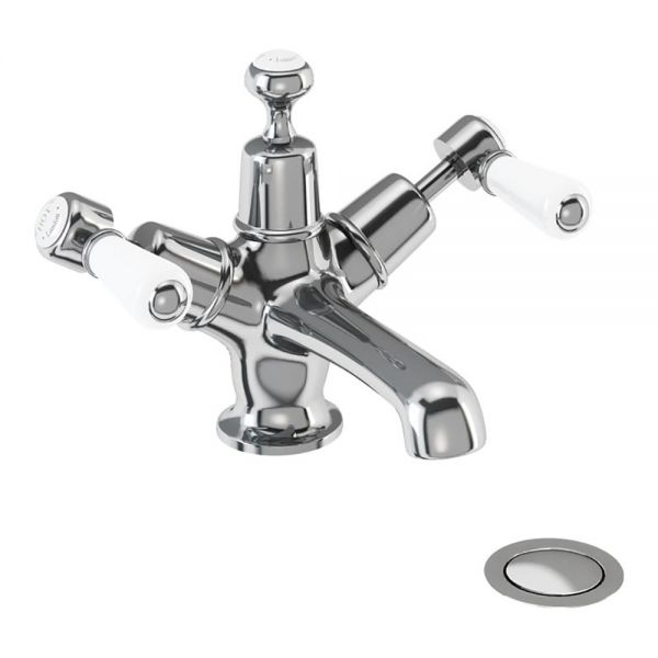 Burlington Kensington Chrome Mono Basin Mixer Tap with Sprung Plug Waste