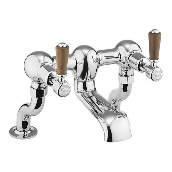Burlington Kensington Chrome Bath Filler Tap with Walnut Levers