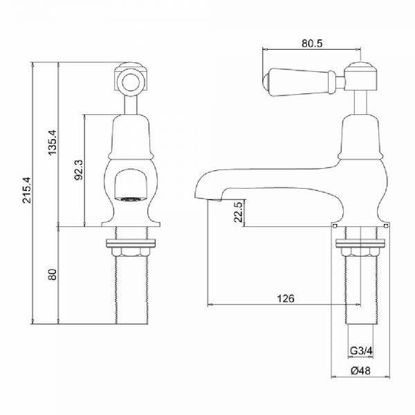 Burlington Kensington Chrome Bath Pillar Taps #2