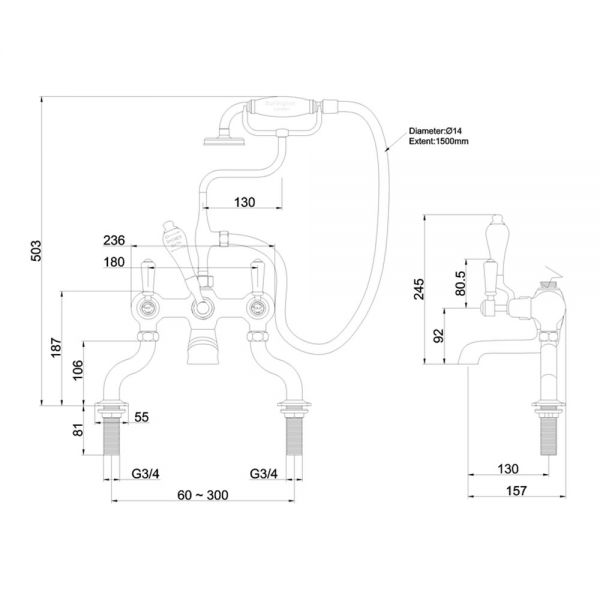 Burlington Kensington Chrome Bath Shower Mixer Tap #2