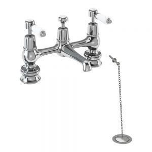 Burlington Kensington Regent Chrome H Type Basin Mixer Tap with Plug and Chain Waste