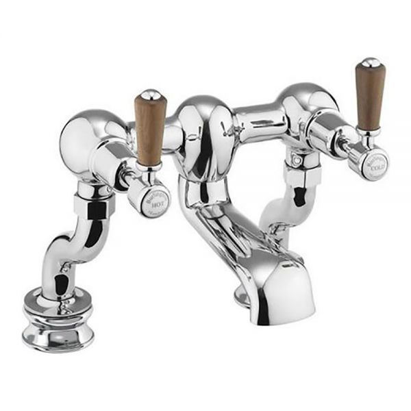 Burlington Kensington Regent Chrome Bath Filler Tap with Walnut Levers