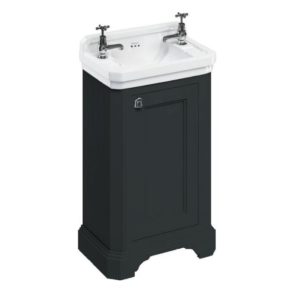 Burlington Edwardian 510 Matt Black Freestanding Cloakroom Vanity Unit and Basin