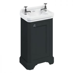 Burlington Edwardian 510 Matt Black Freestanding Cloakroom Vanity Unit and Basin
