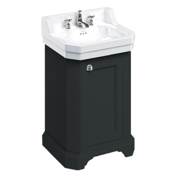 Burlington Edwardian 560 Matt Black Freestanding Cloakroom Vanity Unit and Basin
