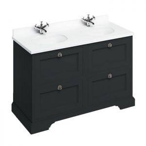 Burlington 1300 Matt Black Freestanding 4 Drawer Vanity Unit and Minerva Basin