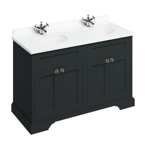 Burlington 1300 Matt Black Freestanding 4 Door Vanity Unit and Minerva Basin