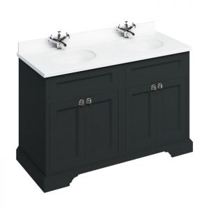 Burlington 1300 Matt Black Freestanding 4 Door Vanity Unit and Minerva Basin