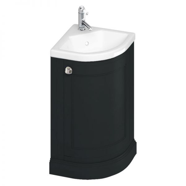 Burlington 430 Matt Black Freestanding Corner Cloakroom Vanity Unit and Basin