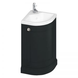 Burlington 430 Matt Black Freestanding Corner Cloakroom Vanity Unit and Basin