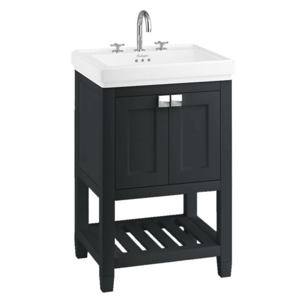 Burlington Riviera 580 Matt Black Freestanding Vanity Unit and Basin