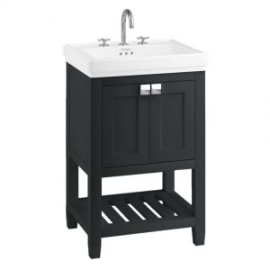 Burlington Riviera 580 Matt Black Freestanding Vanity Unit and Basin