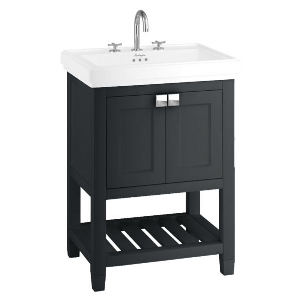 Burlington Riviera 650 Matt Black Freestanding Vanity Unit and Basin
