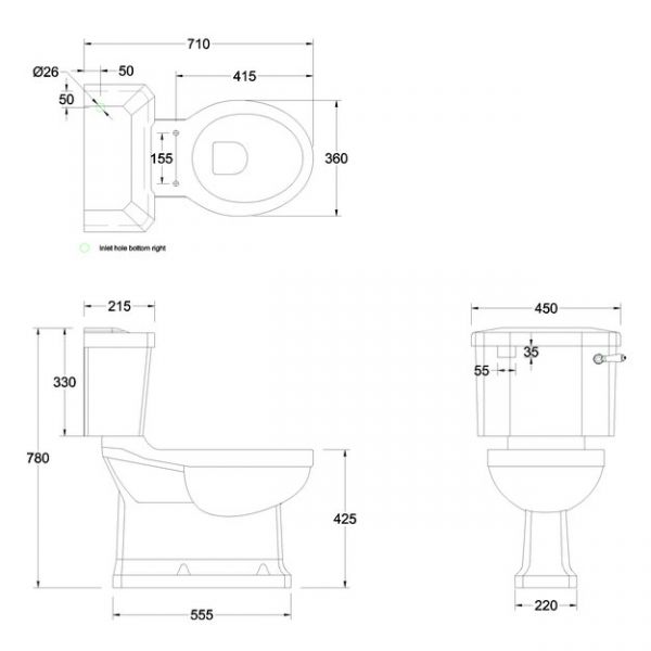 Burlington Close Coupled S Trap Pan and Compact Cistern P18 C3 #2