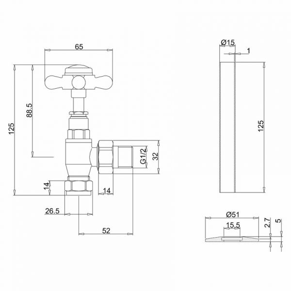 Burlington Traditional Brushed Nickel Angled Manual Radiator Valves #2