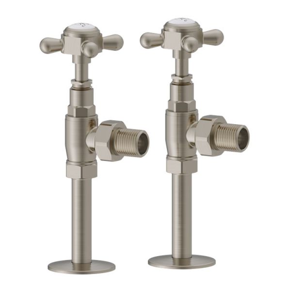 Burlington Traditional Brushed Nickel Angled Manual Radiator Valves