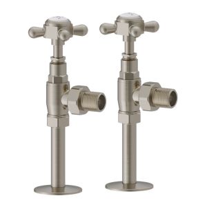 Burlington Traditional Brushed Nickel Angled Manual Radiator Valves