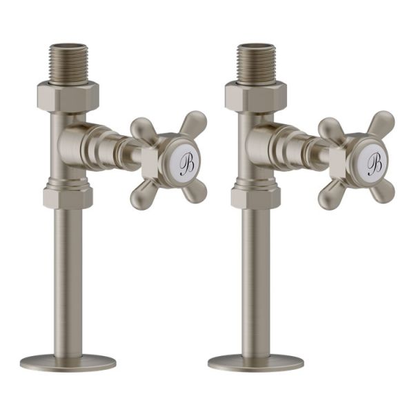 Burlington Traditional Brushed Nickel Straight Manual Radiator Valves