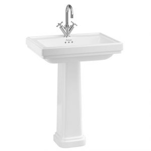 Burlington Riviera 650mm Square 0 Tap Hole Basin with Full Pedestal