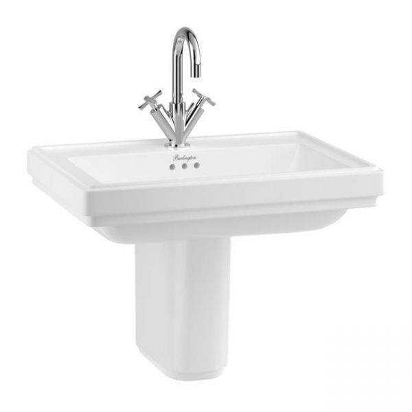 Burlington Riviera 650mm Square One Tap Hole Basin with Semi Pedestal