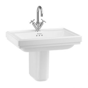 Burlington Riviera 650mm Square 0 Tap Hole Basin with Semi Pedestal