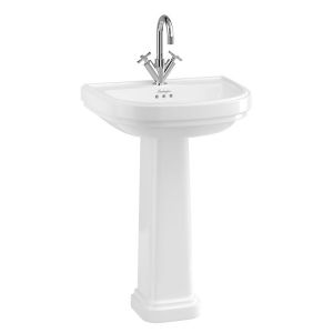 Burlington Riviera 580mm D Shaped One Tap Hole Basin with Full Pedestal